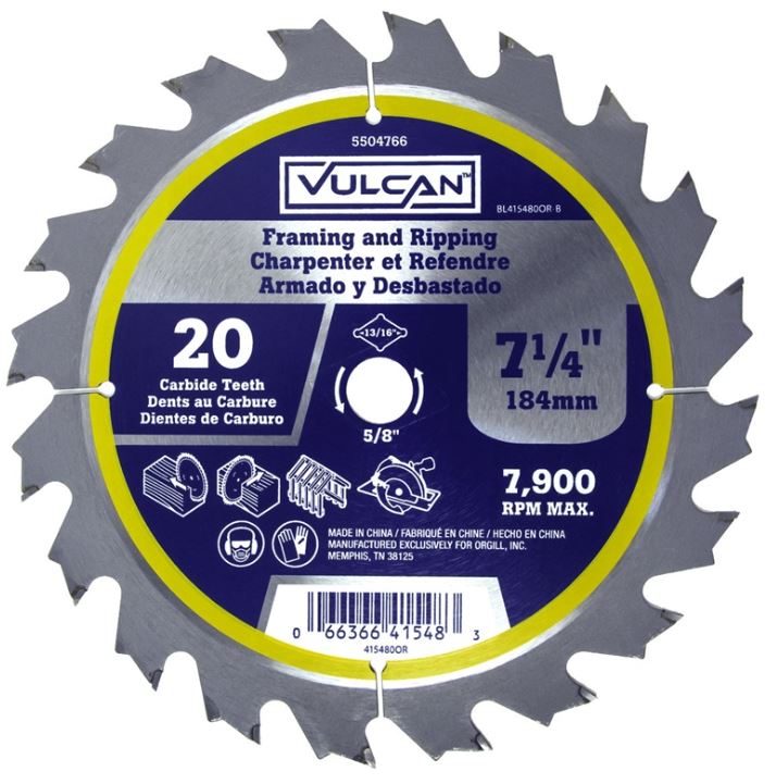 VULCAN CIRCULAR SAW BLADE 7-1/4"