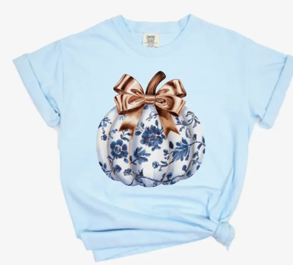 BLUE CHINOISERIE PUMPKIN TEE