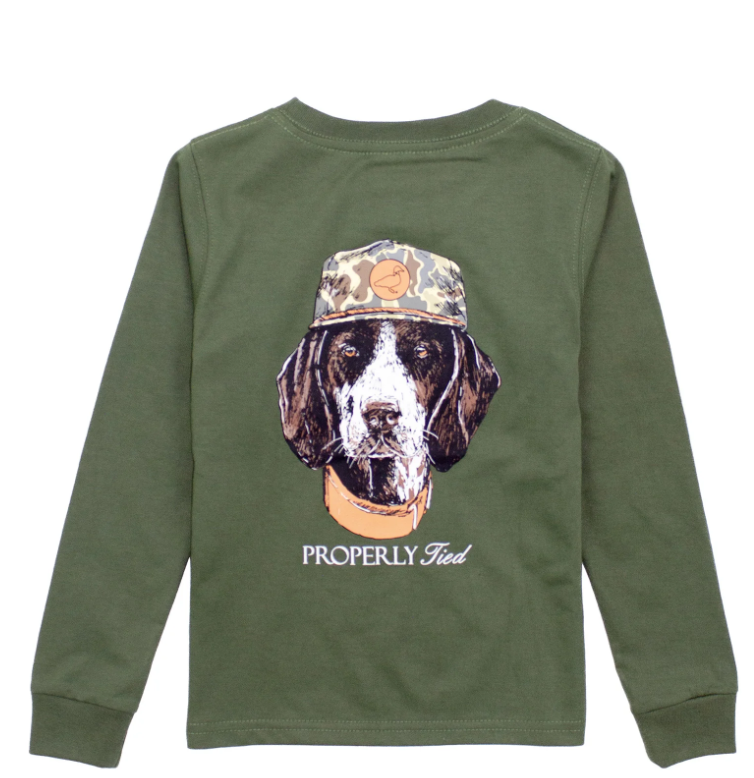 YTH MANS BFF LONG SLEEVE OLIVE TEE