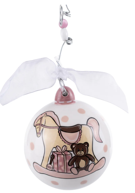 BABY 1ST PINK HORSE ORNAMENT