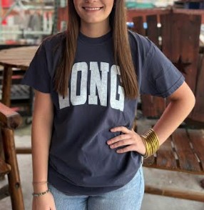 NAVY LONG BLUE BOWS TEE
