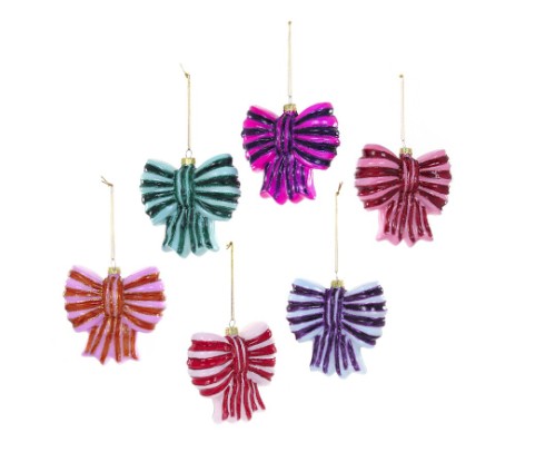 STRIPED BOW 6 ASST ORNAMENT