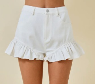 RUFFLE DENIM SHORTS