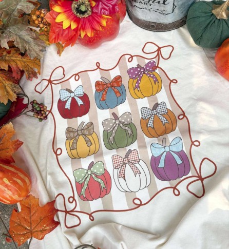 IVORY COLORFUL PUMPKINS TEE