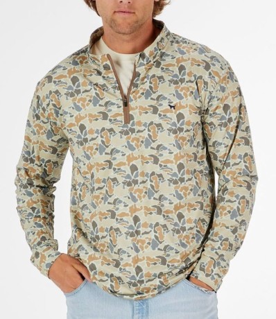 MENS QTR ZIP PULLOVER LT CAMO