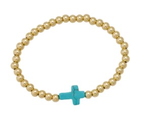 A.C. TURQ CROSS GLD BRACELET