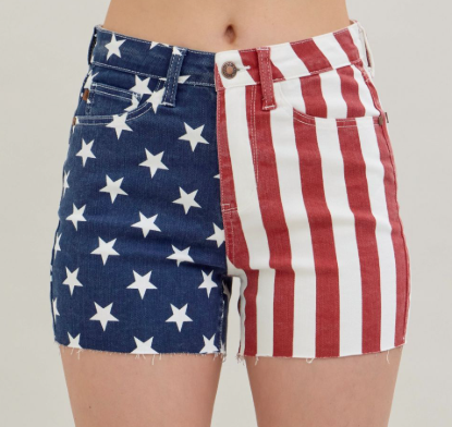 HW AMER FLAG FRAY HEM SHORTS