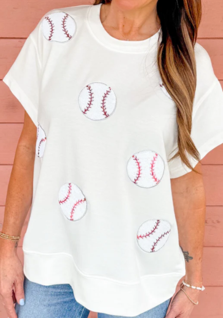 EMILY SEQUIN BASEBALL TOP