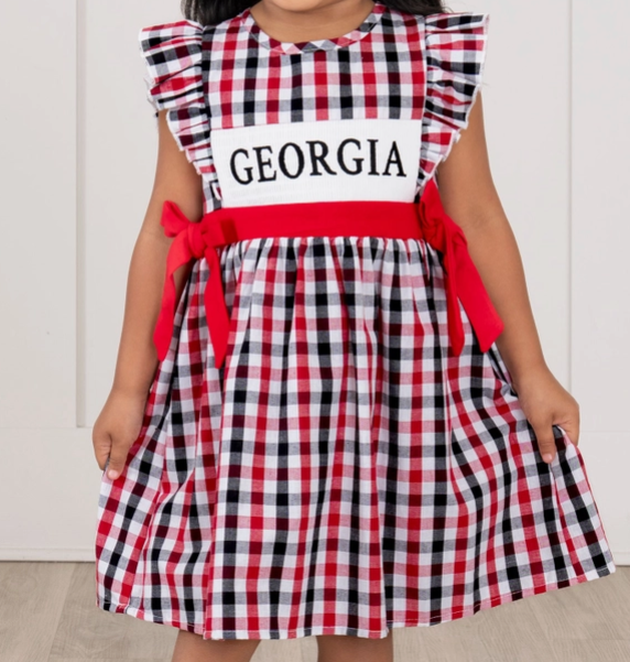 GA SMOCKED GINGHAM DRESS