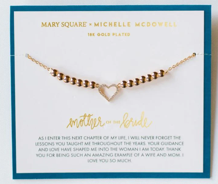 MOM OF BRIDE CARDED BRACELET