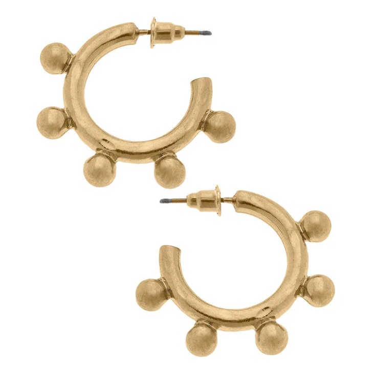 WORN GOLD STUDDED HOOP TAMMI