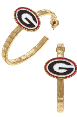 GOLD GA LOGO HOOP EARRINGS