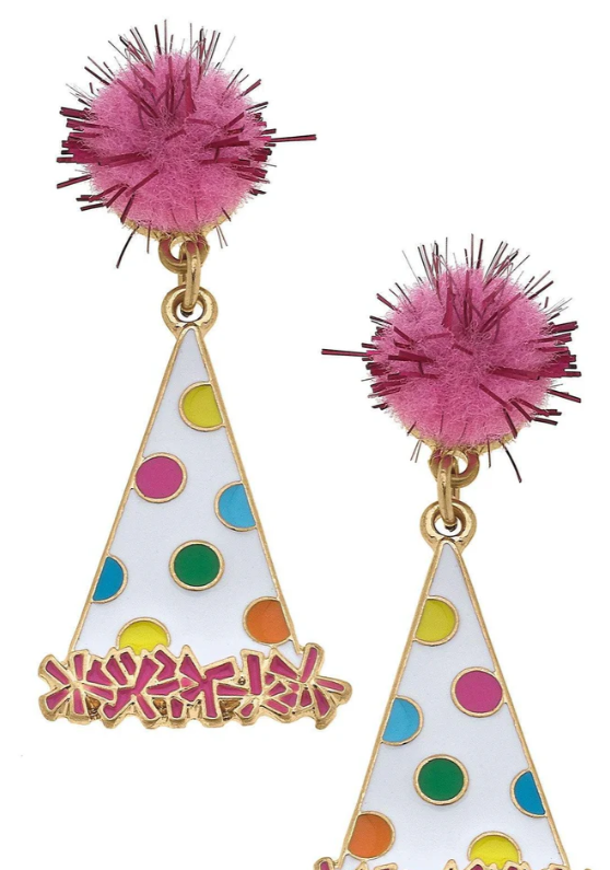 POLKA DOT PARTY HAT EARRINGS