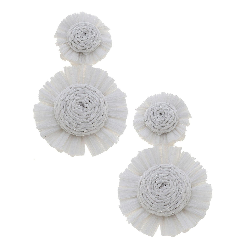 WHT MAUI RAFFIA EARRINGS