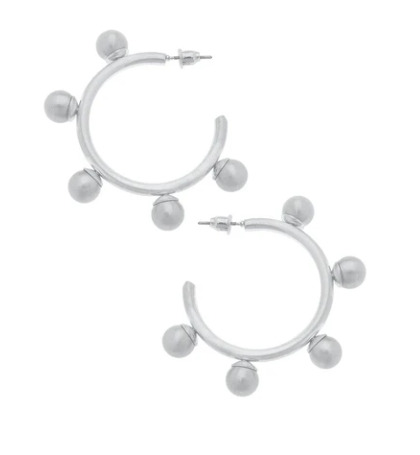 ALLISON BALL BEAD HOOPS Silver