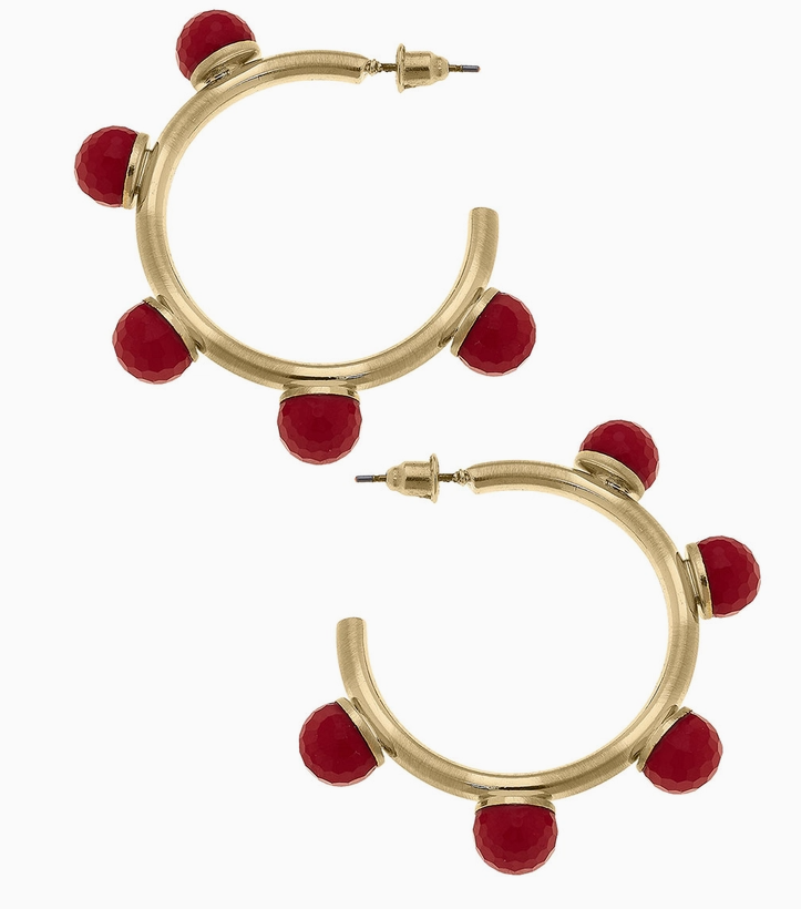 ALLISON BALL BEAD HOOPS Red