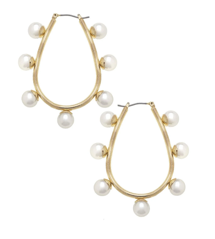 ALLISON PEARL STUD HOOPS Ivory