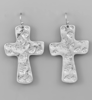 HAMMERED CROSS EARRINGS