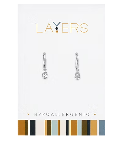 TEARDROP CZ HUGGIE EARRINGS