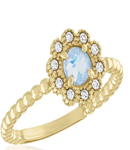 WHITE OPAL FLOWER LAYERS RING