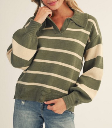PUFF STRIPE SWEATER