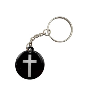 BLACK CROSS PRAYER KEYCHAIN