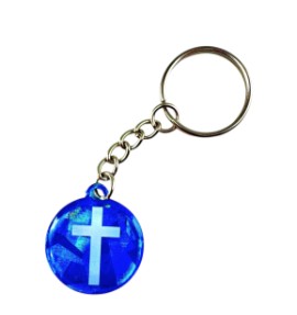 BLUE CRYST CROSS PRAYER KEYCHAIN