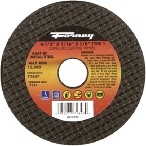 MEDIUM CUTOFF WHEEL 1/16X7/8X4.5" 46GRIT