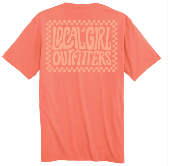 SALMON CHECKERED LOCAL GIRL TEE