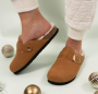 FUZZY BROWN SLIP ON