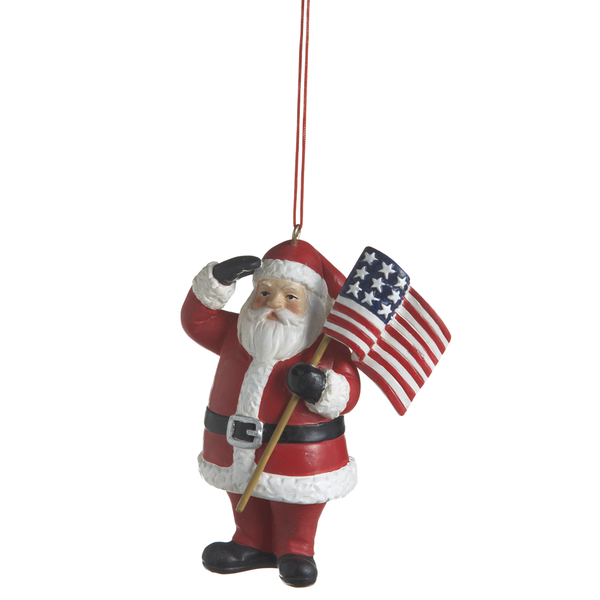 PATRIOTIC SANTA ORNAMENT