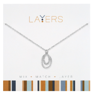 SILVER DOUBLE OVAL NECKLACE