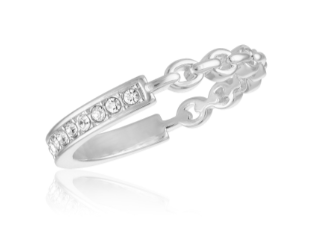 HALF CHAIN HALF CZ STACK RING