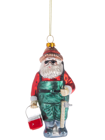 SANTA FISHING ORNAMENT