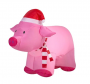 PINK INFLATABLE PIG W/SANTA HAT