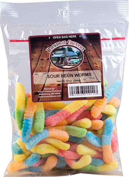 GUMMI SOUR NEON WORMS 10 OZ