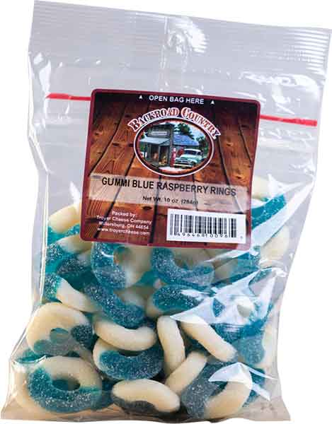 GUMMI BLUE RASPBERRY RINGS 10OZ