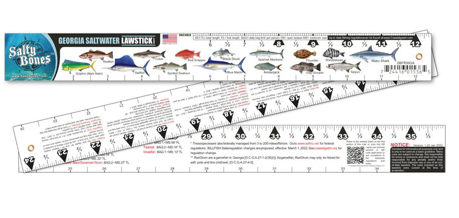 GA SALTWATER LAWS FOLDING FISHING RULER