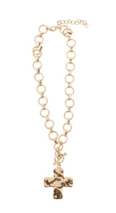 HAMMERED CROSS NECKLACE