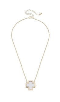 SQUARE CROSS PEARL NECKLACE