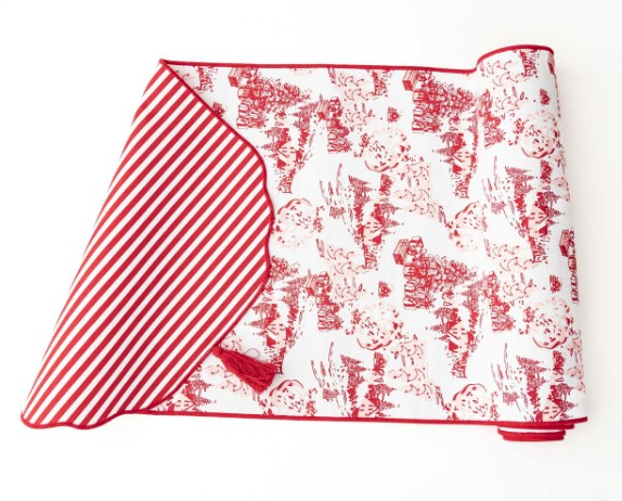 SANTA TOILE TASSEL TABLE RUNNER