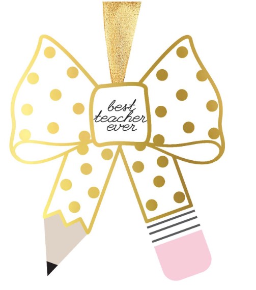 ORNAMENT BEST TEACHER BOW