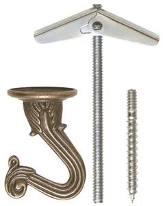 ANTIQUE BRASS SWAG HOOK 2PK