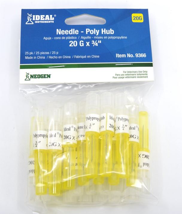 DISPOSABLE NEEDLES 20GA 3/4" 25PK