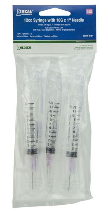 DISPOSABLE SYRINGE W/NEEDLE 12CC
