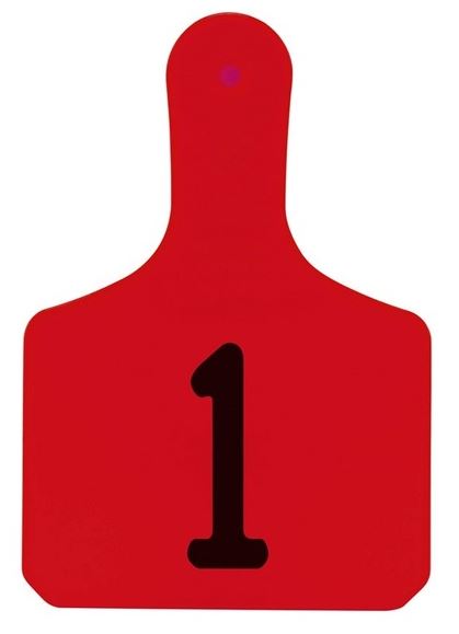RED NUMBERED CALF TAGS 001-025