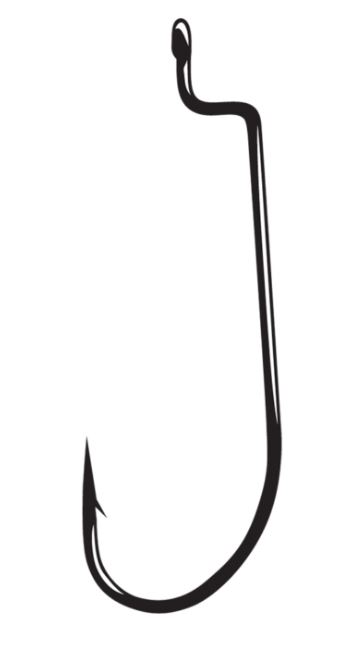 BLACK OFFSET WORM HOOK 2/0 6PK