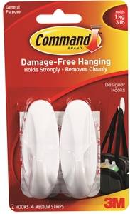 WHITE DESIGNER HOOK 2PACK