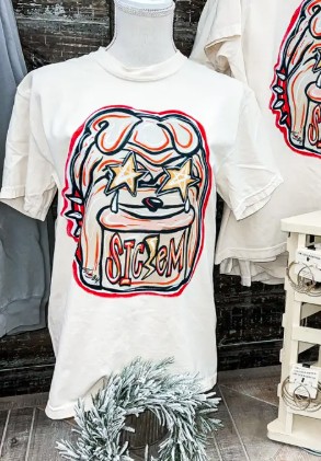 WHITE SIC-EM STAR EYES TEE