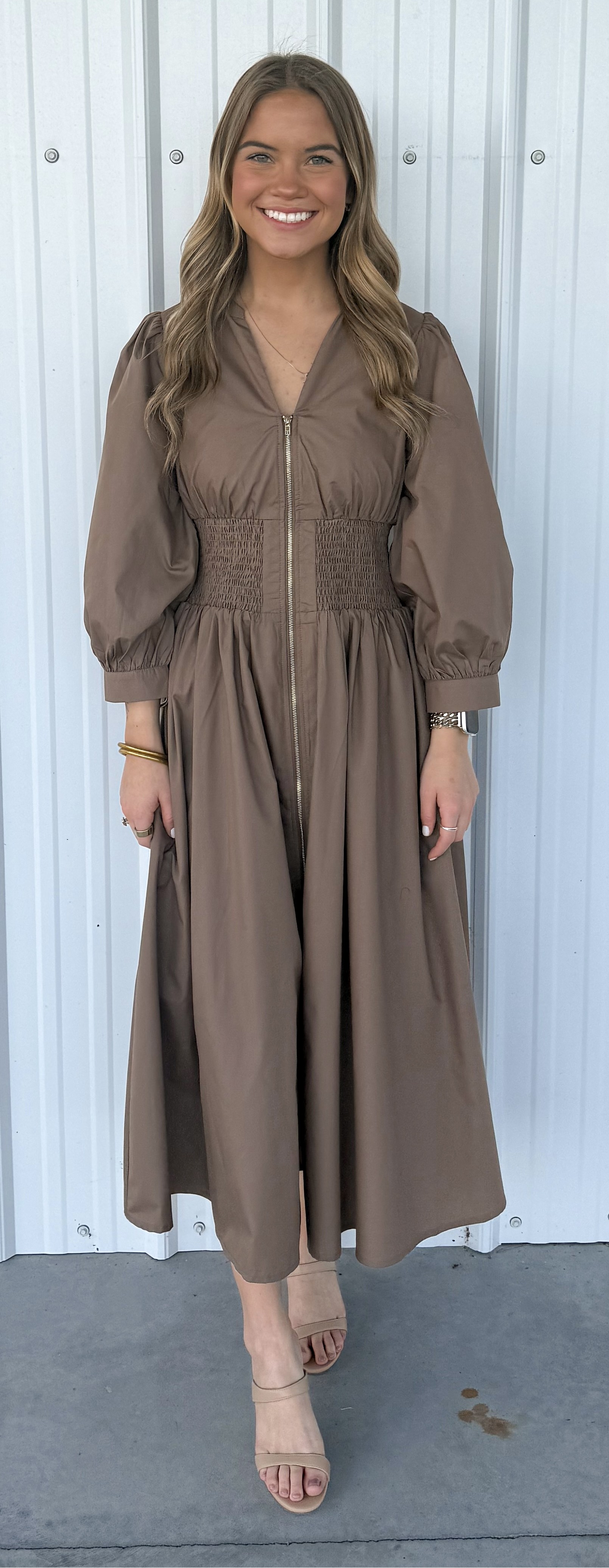 MIDI SMOCK WAIST DRESS